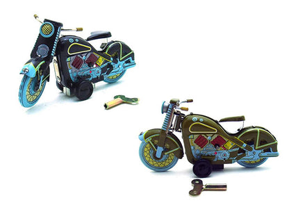 Collectable Vintage Classic Wind-up Metal Tin Toys MS365 Motorcycle 2 Colours