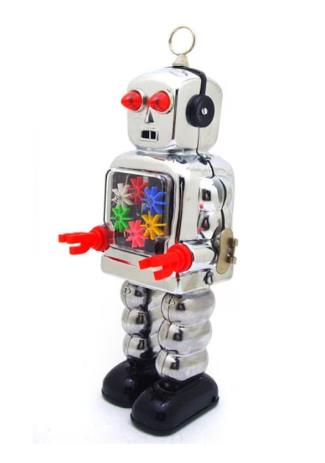 Collectable Vintage Classic Wind-up Metal Tin Toys MS436 Mechanical High Wheel Robot 3 Colours