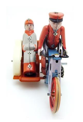 Collectable Vintage Classic Wind-up Metal Tin Toys MS458 Man & Woman in Motorcycle Sidecar