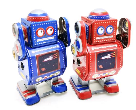 Collectable Vintage Classic Wind-up Metal Tin Toys MS524 Mechanical Robot 2 Colours