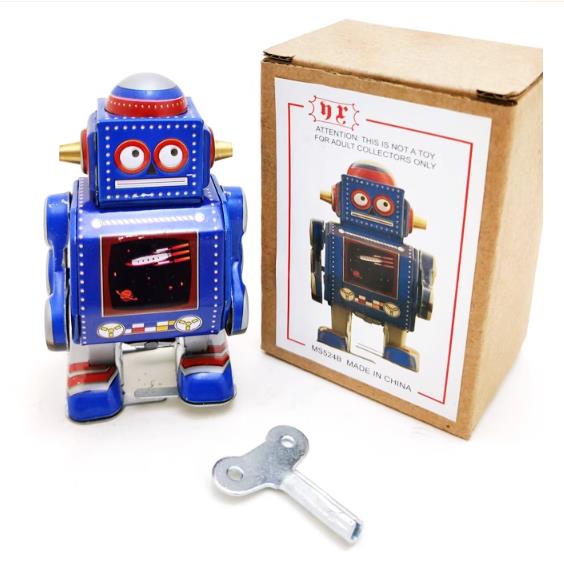 Collectable Vintage Classic Wind-up Metal Tin Toys MS524 Mechanical Robot 2 Colours