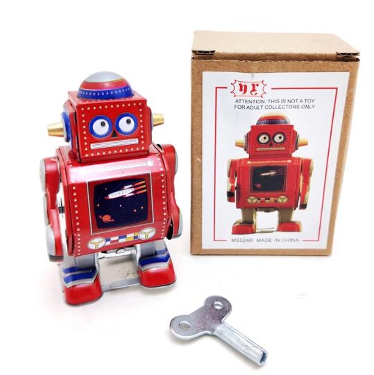 Collectable Vintage Classic Wind-up Metal Tin Toys MS524 Mechanical Robot 2 Colours