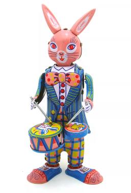 Collectable Vintage Classic Wind-up Metal Tin Toys MS363 Circus Rabbit Drummer Robot