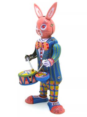 Collectable Vintage Classic Wind-up Metal Tin Toys MS363 Circus Rabbit Drummer Robot