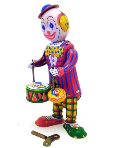 Collectable Vintage Classic Wind-up Metal Tin Toys MS363 Circus Clown Drummer Robot