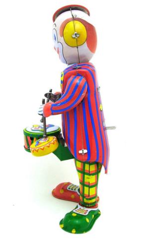 Collectable Vintage Classic Wind-up Metal Tin Toys MS363 Circus Clown Drummer Robot