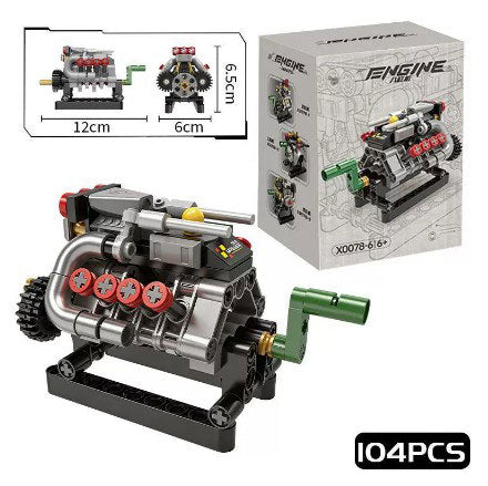 BUILDING BLOCKS BRICKS MINI V8 ENGINE BUILDING 12X6.5X6 CM 104 PIECE