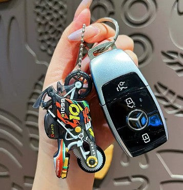 Miniature Sparking Stunt Bike Motorcycle Pull-Back Toys Keychain Gifts 3 Colours