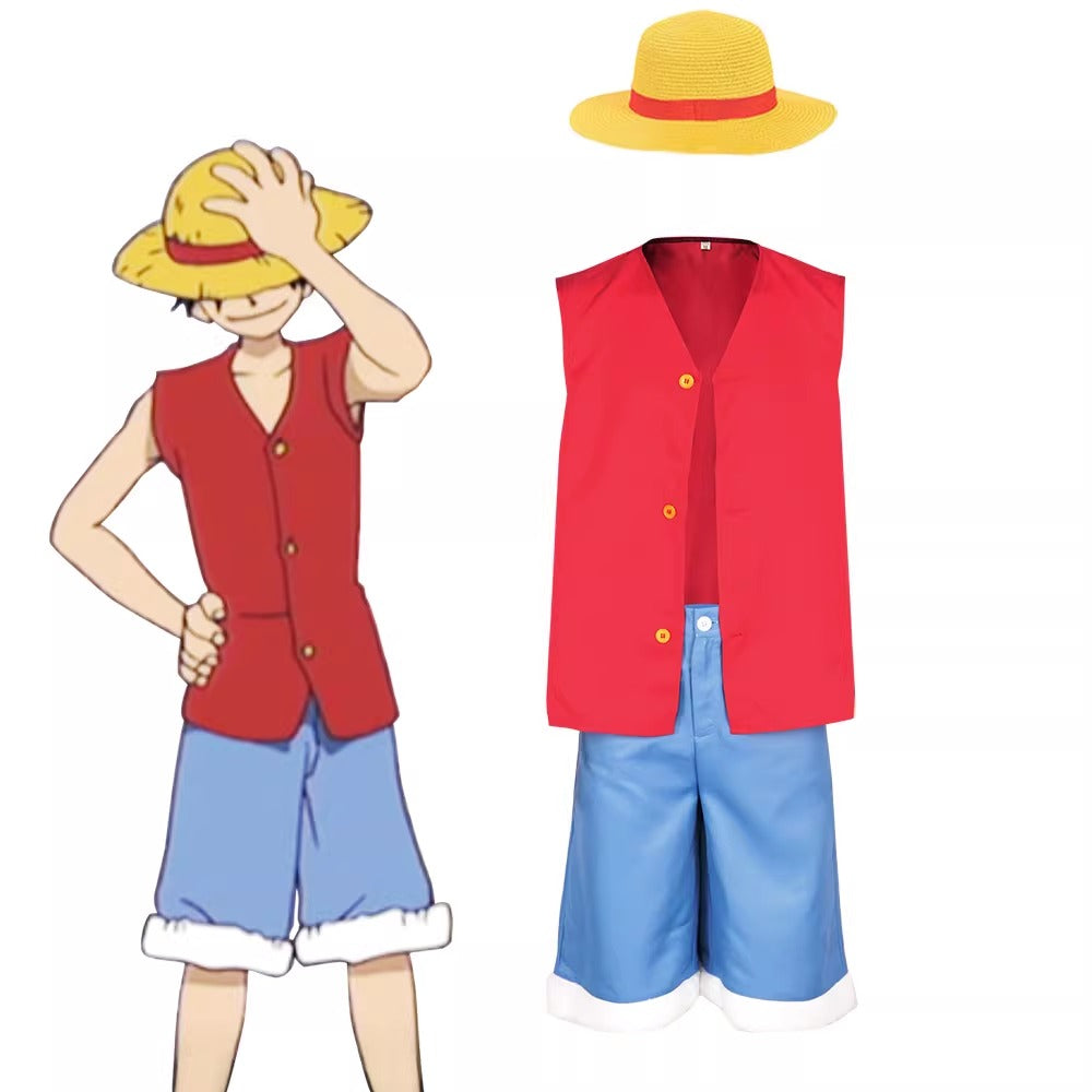 Cosplay One Piece Monkey D. Luffy Costume Set 110-150 / S-3XL Unisex Adult & Kids