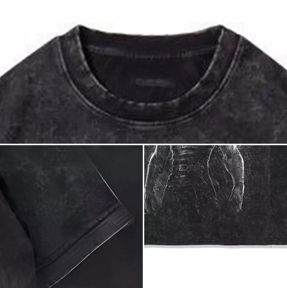 FIST OF THE NORTH STAR ANIMATION VINTAGE-WASH OVERSIZED T-SHIRT SIZE S-3XL BLACK COTTON UNISEX