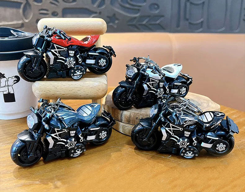 Miniature Cruiser Motorcycle Pull-Back Toys Keychain Gifts 4 Colours