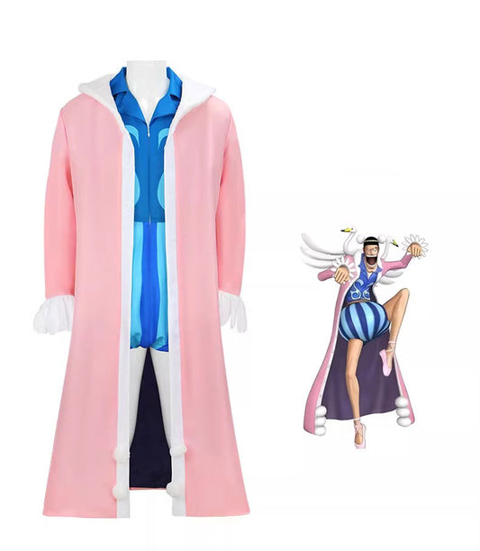 Cosplay One Piece Mr.2 Bon Kurei Bentham Costume Set S-2XL Unisex Adult