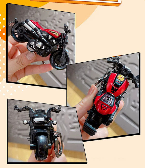 Miniature Alloy Cruiser Motorcycle Pull-Back Toys Keychain Gifts 4 Colours
