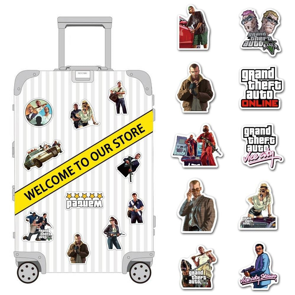 Grand Theft Auto Pack Of Waterproof Vinyl Stickers 50-piece