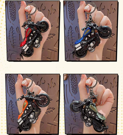 Miniature Alloy Cruiser Motorcycle Pull-Back Toys Keychain Gifts 4 Colours