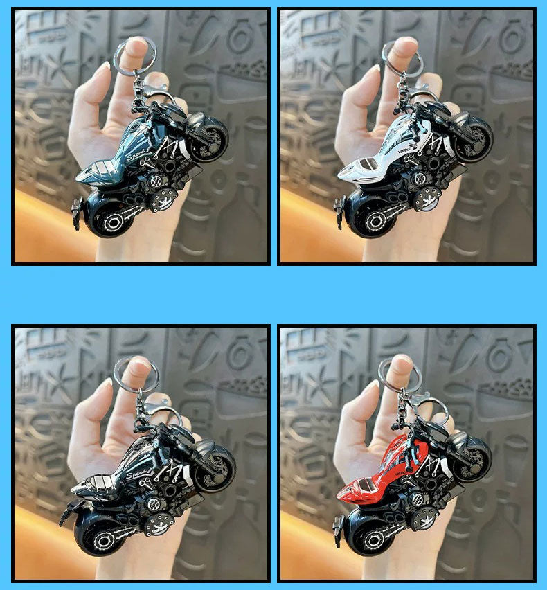 Miniature Cruiser Motorcycle Pull-Back Toys Keychain Gifts 4 Colours
