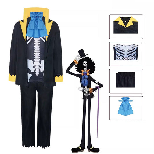 Cosplay One Piece Soul King Brook Costume Set XS-3XL Adult & Junior