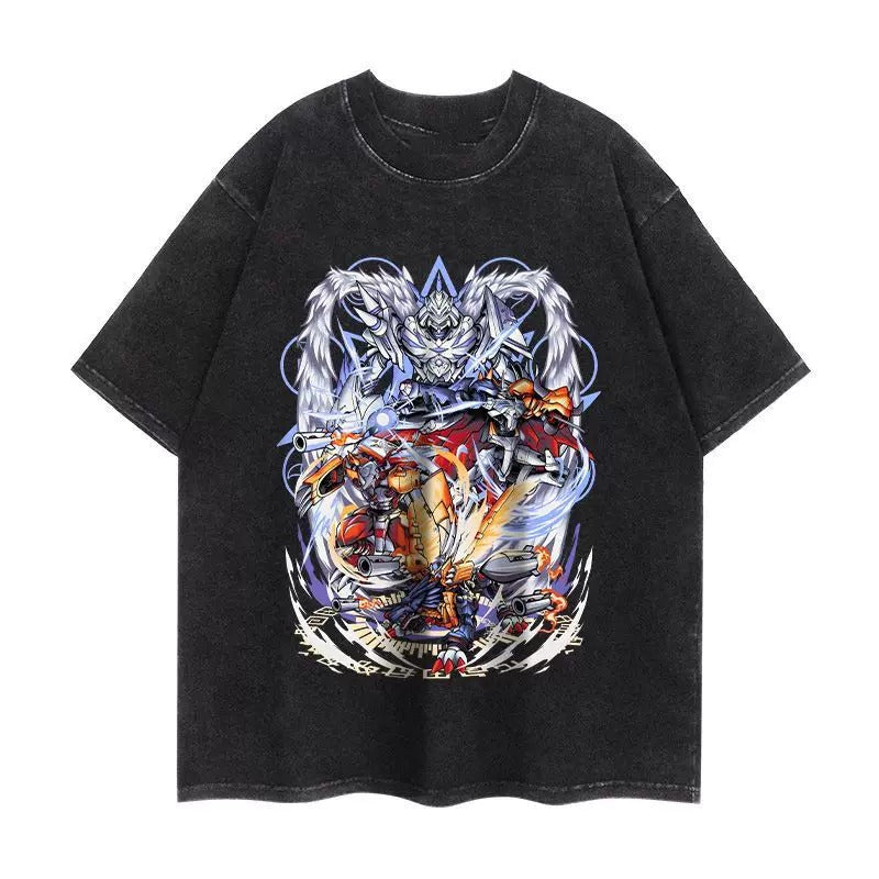DIGIMON OMEGAMON ANIMATION VINTAGE-WASH OVERSIZED T-SHIRT SIZE S-3XL BLACK COTTON UNISEX R06566