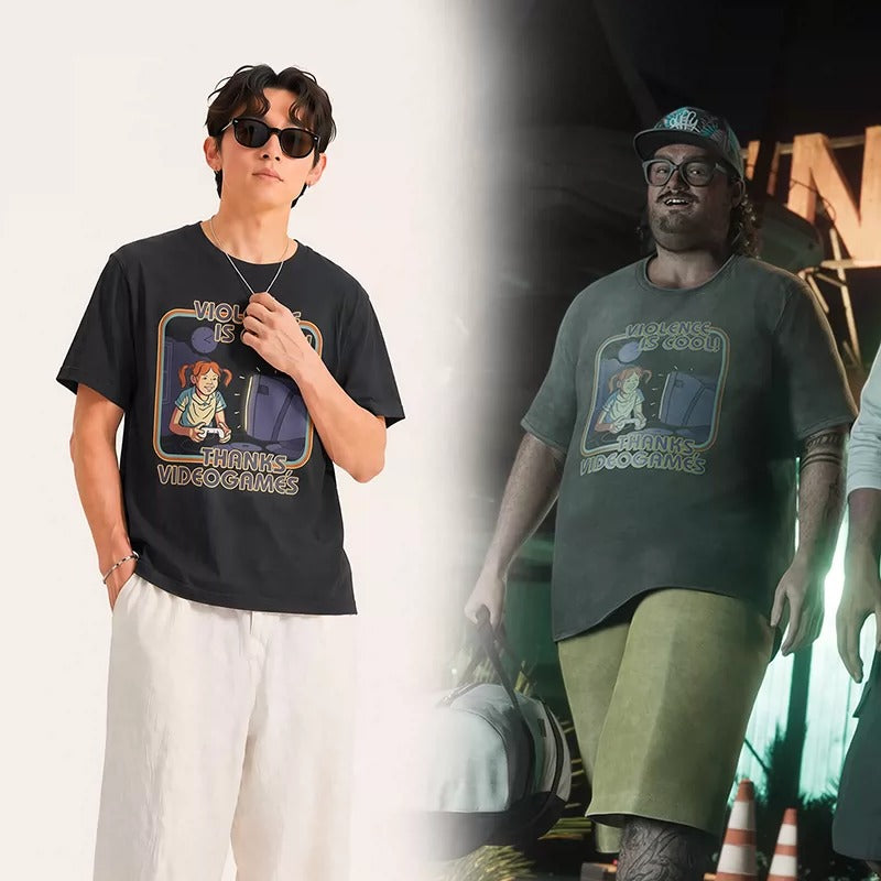 Cosplay Grand Theft Auto Cal Hampton VIOLENCE IS COOL! THANKS, VIDEOGAMES T-Shirt 120-5XL Men Adult & Junior