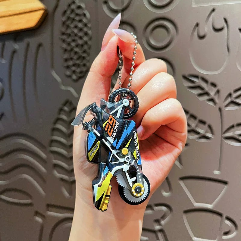 Miniature Sparking Stunt Bike Motorcycle Pull-Back Toys Keychain Gifts 3 Colours