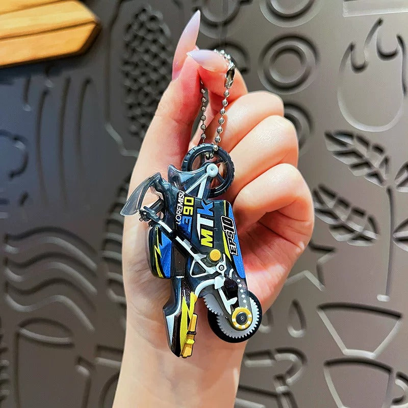 Miniature Sparking Stunt Bike Motorcycle Pull-Back Toys Keychain Gifts 3 Colours
