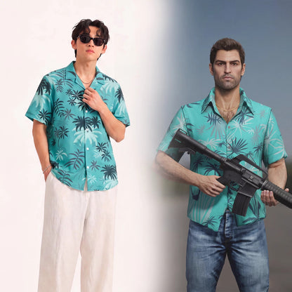 Cosplay Grand Theft Auto Vice City Tommy Hawaiian Collar Shirt  120-5XL Adult  & Junior