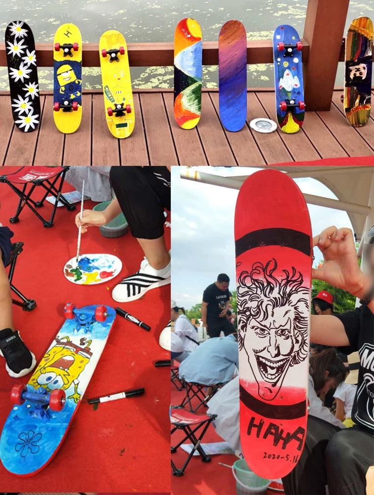 Kids Blank Unpainted Wooden DIY Art Painting Skateboard 43 cm