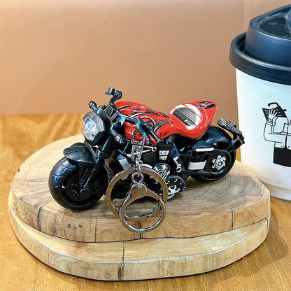 Miniature Cruiser Motorcycle Pull-Back Toys Keychain Gifts 4 Colours