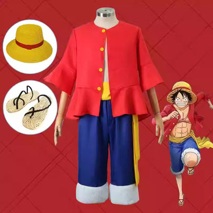 Cosplay One Piece Monkey D. Luffy Costume Set XS-3XL Unisex Adult & Kids