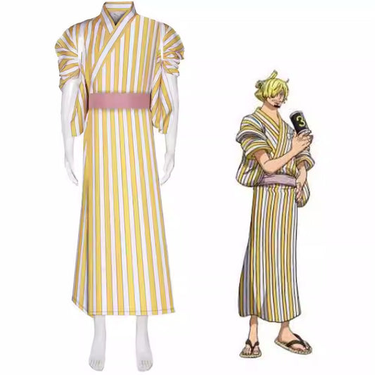 Cosplay One Piece Vinsmoke Sanji Costume Set 110-150/S-3XL Adult & Junior