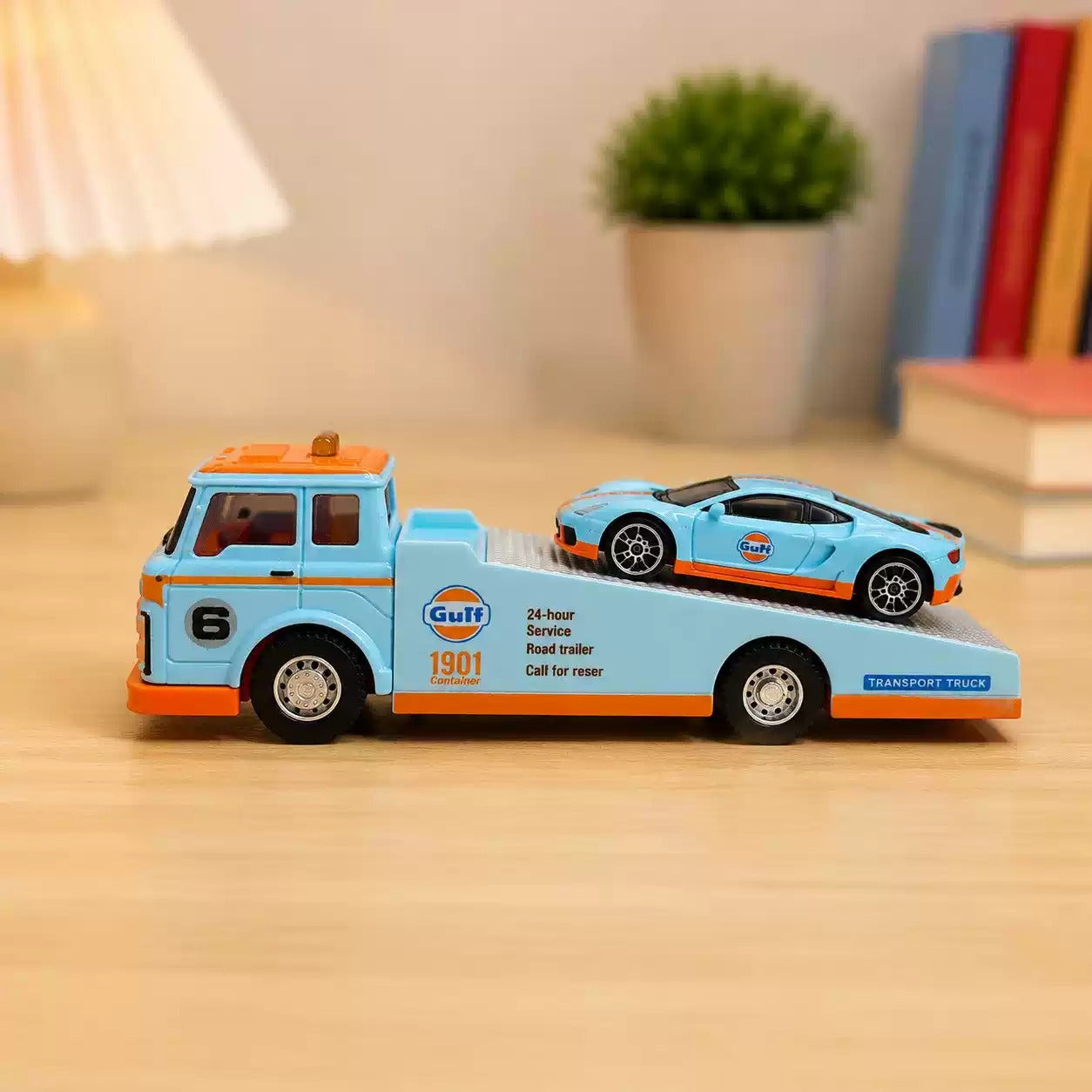 Collectables Diecast Gulf Racing Volkswagen T1 Transporter Truck & Sport Car Set