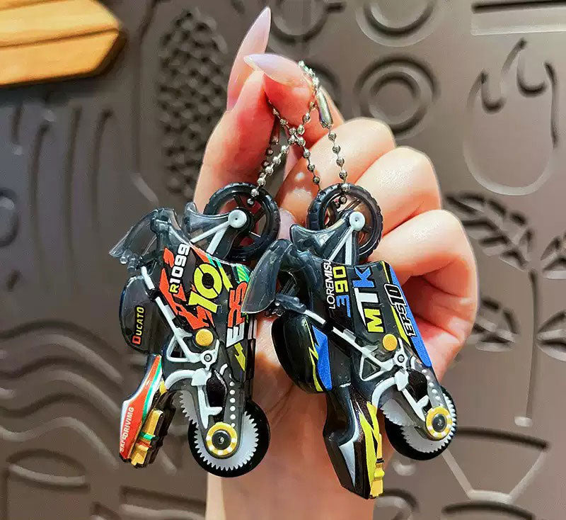 Miniature Sparking Stunt Bike Motorcycle Pull-Back Toys Keychain Gifts 3 Colours