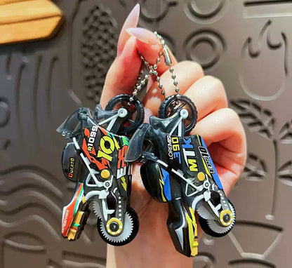Miniature Sparking Stunt Bike Motorcycle Pull-Back Toys Keychain Gifts 3 Colours