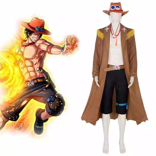 Cosplay One Piece Portgas D. Ace Costume Set XS-3XL Adult