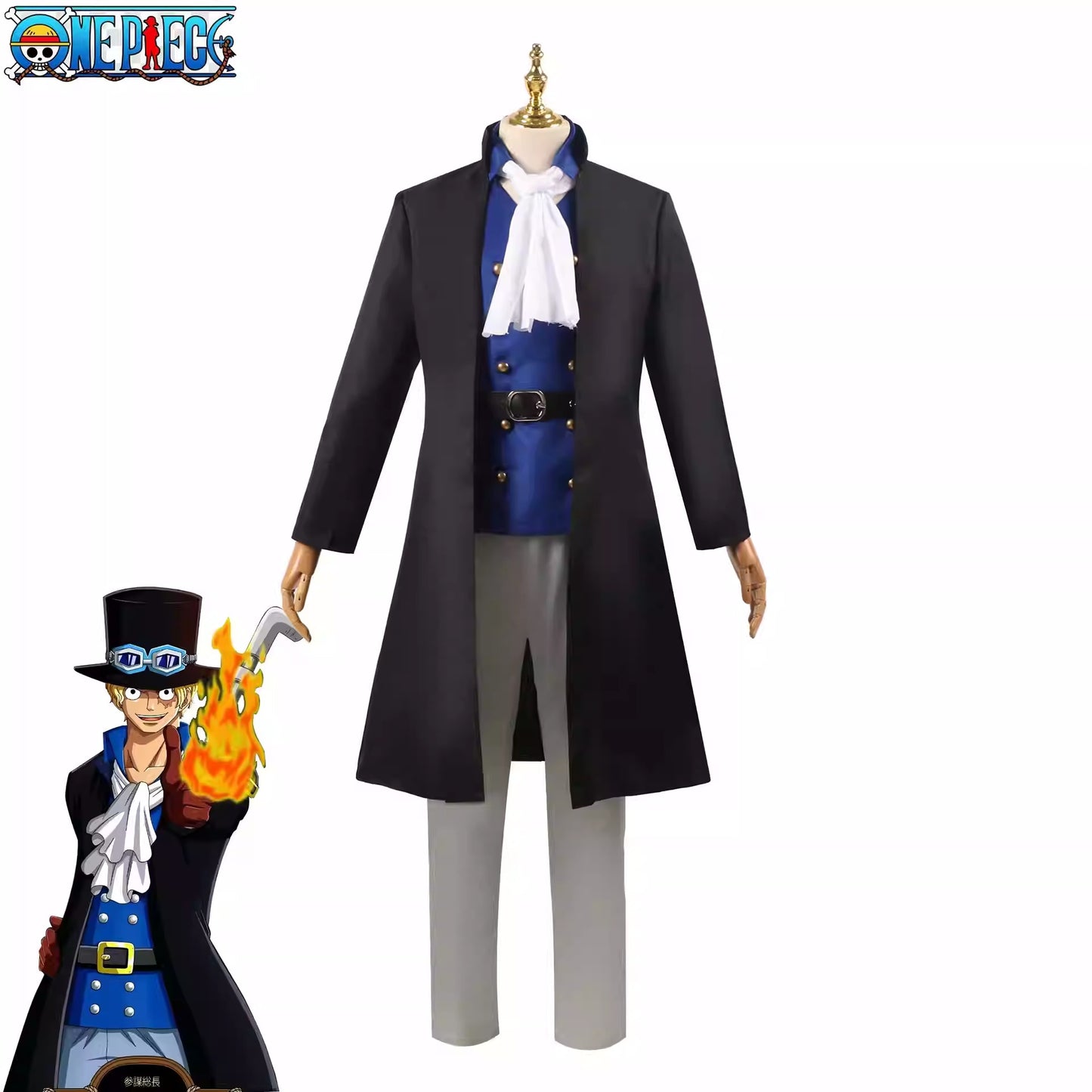 Cosplay One Piece Sabo Flame Emperor Costume Set XS-3XL Adult
