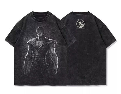 FIST OF THE NORTH STAR ANIMATION VINTAGE-WASH OVERSIZED T-SHIRT SIZE S-3XL BLACK COTTON UNISEX