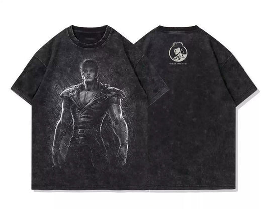 FIST OF THE NORTH STAR ANIMATION VINTAGE-WASH OVERSIZED T-SHIRT SIZE S-3XL BLACK COTTON UNISEX