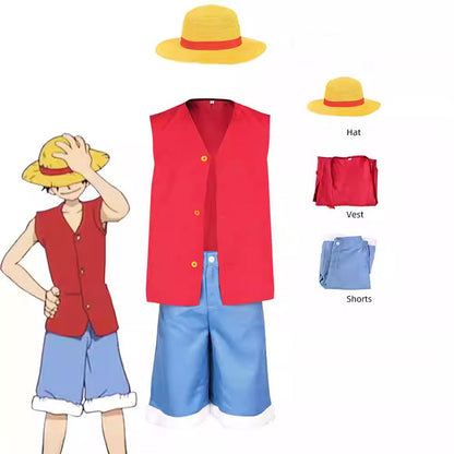Cosplay One Piece Monkey D. Luffy Costume Set 110-150 / S-3XL Unisex Adult & Kids