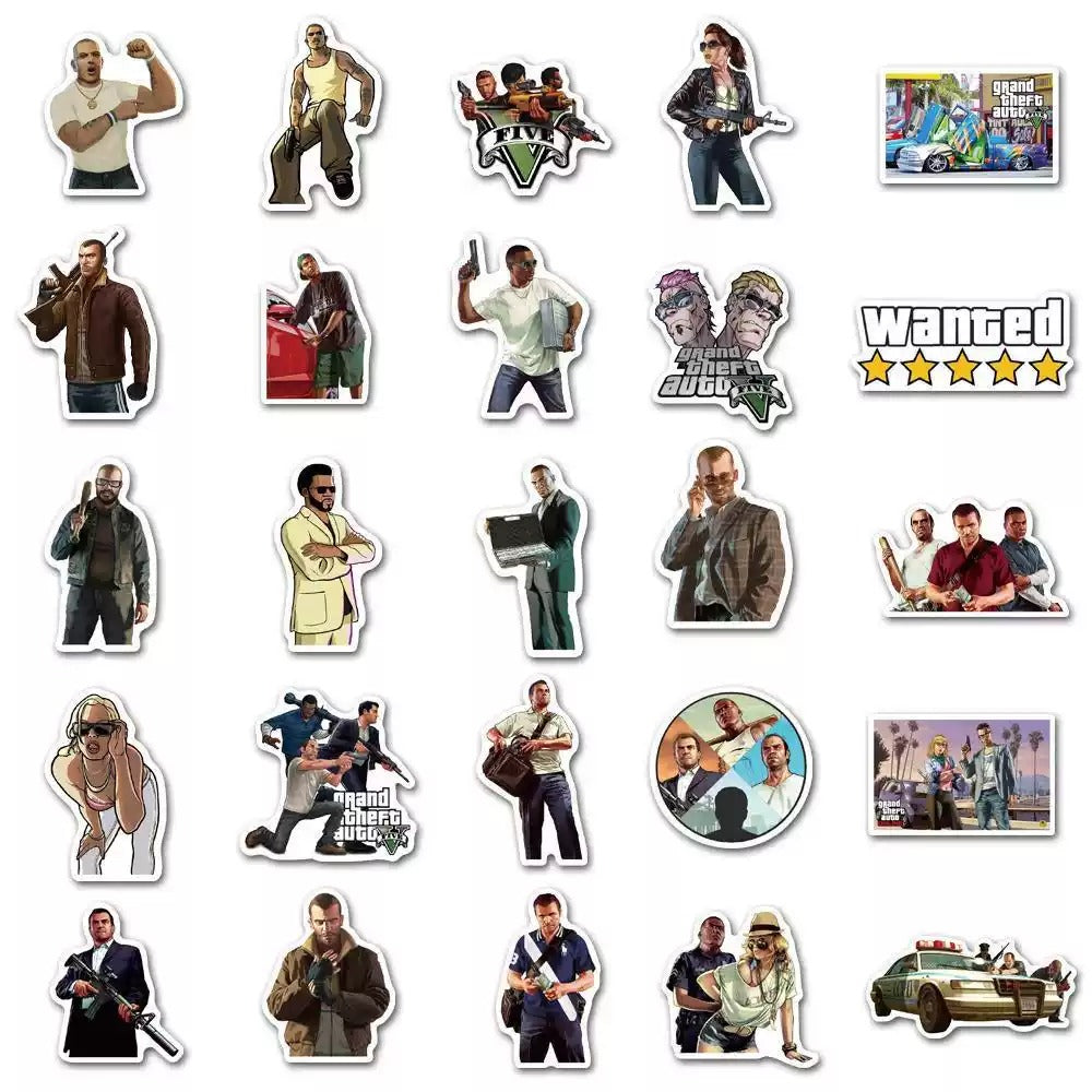 Grand Theft Auto Pack Of Waterproof Vinyl Stickers 50-piece