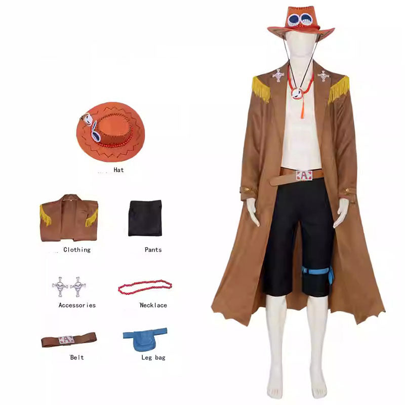 Cosplay One Piece Portgas D. Ace Costume Set XS-3XL Adult