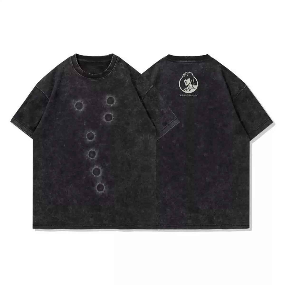 FIST OF THE NORTH STAR ANIMATION VINTAGE-WASH OVERSIZED T-SHIRT SIZE S-3XL BLACK COTTON UNISEX