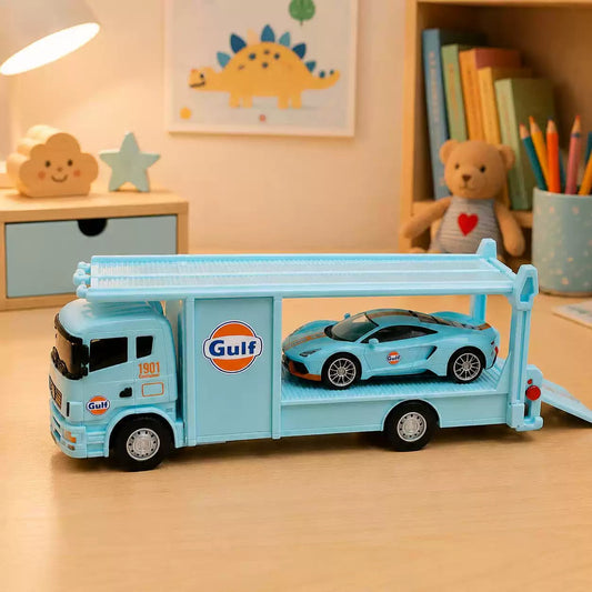 Collectables Diecast Gulf Racing Volkswagen T1 Transporter Truck & Sport Car Set