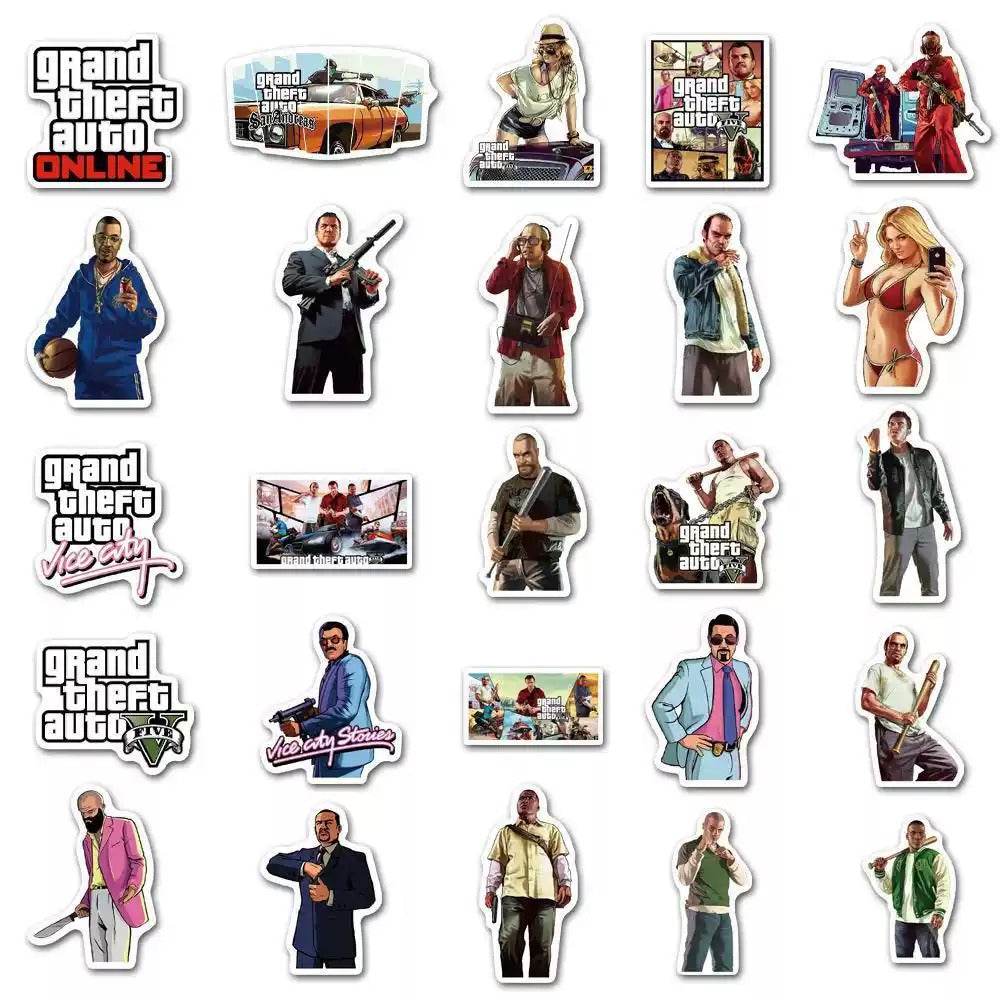 Grand Theft Auto Pack Of Waterproof Vinyl Stickers 50-piece