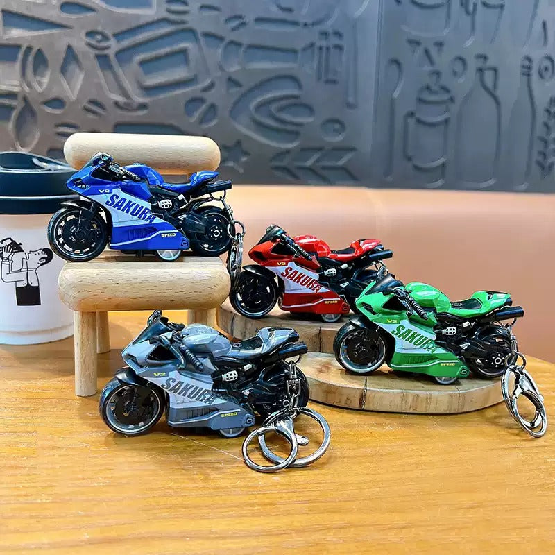 Miniature Sakura Speed V2 Sports Bikes Motorcycle Pull-Back Toys Keychain Gifts 4 Colours