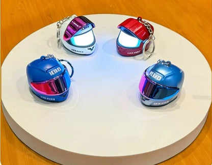 Mini LED Light-up Motorcycle Helmet Keychain Gifts 4 Colours