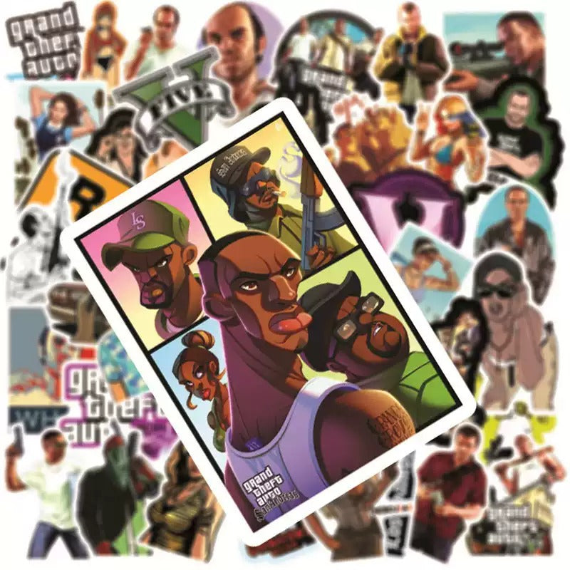 Grand Theft Auto Pack Of Waterproof Vinyl Stickers 50-piece