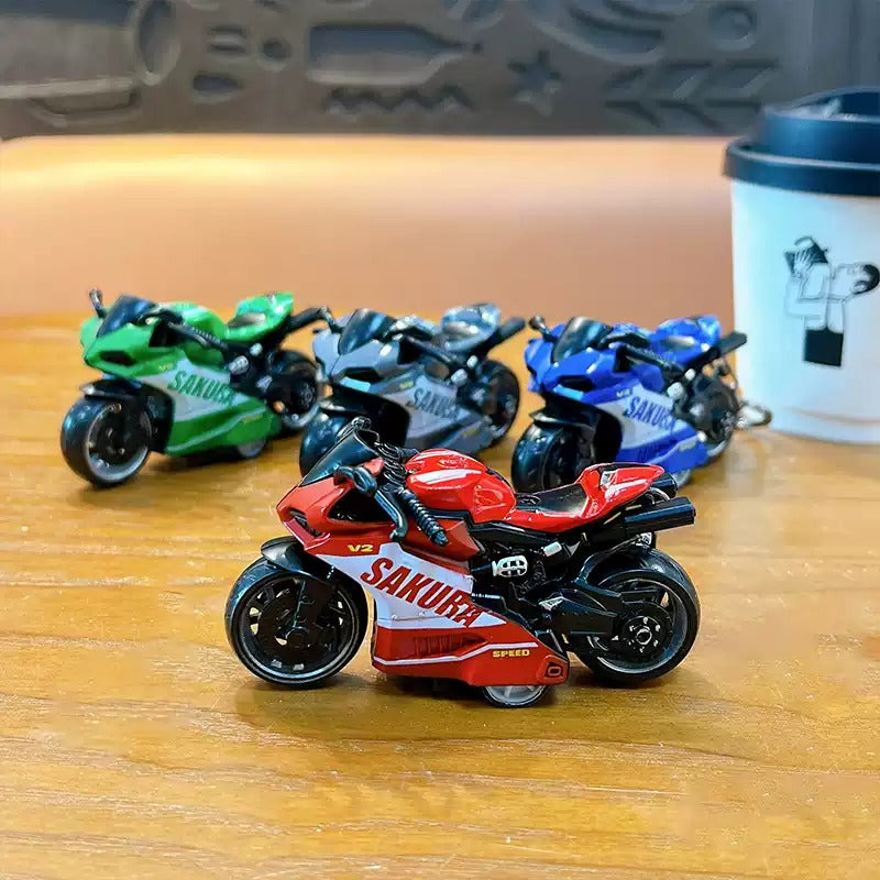 Miniature Sakura Speed V2 Sports Bikes Motorcycle Pull-Back Toys Keychain Gifts 4 Colours