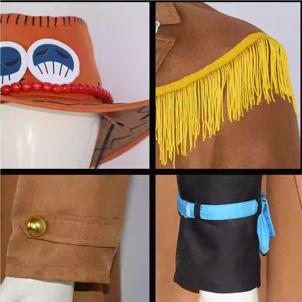 Cosplay One Piece Portgas D. Ace Costume Set XS-3XL Adult