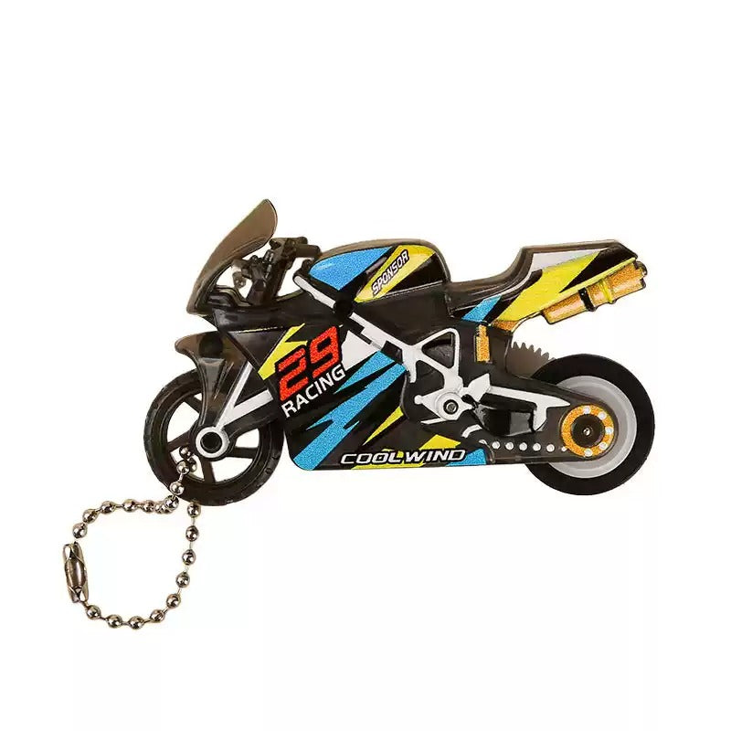 Miniature Sparking Stunt Bike Motorcycle Pull-Back Toys Keychain Gifts 3 Colours