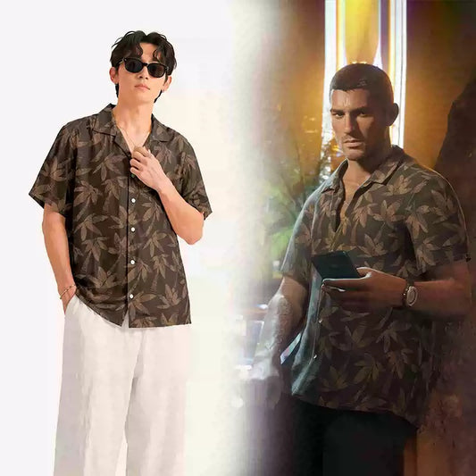 Cosplay Grand Theft Auto Jason Dark Tropical Leaf-Print Camp-Collar Shirt  120-5XL Adult  & Junior